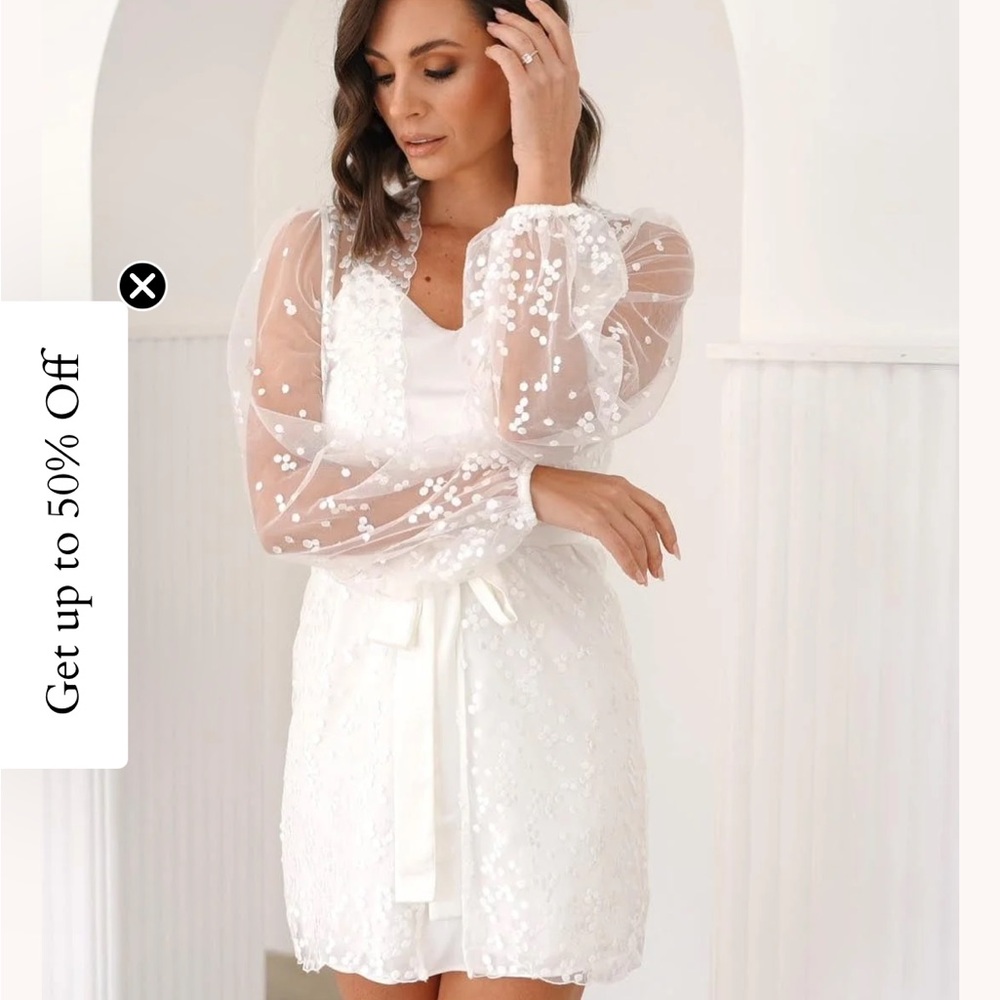 Le Rose Camile Lace Bridal Robe w Slip